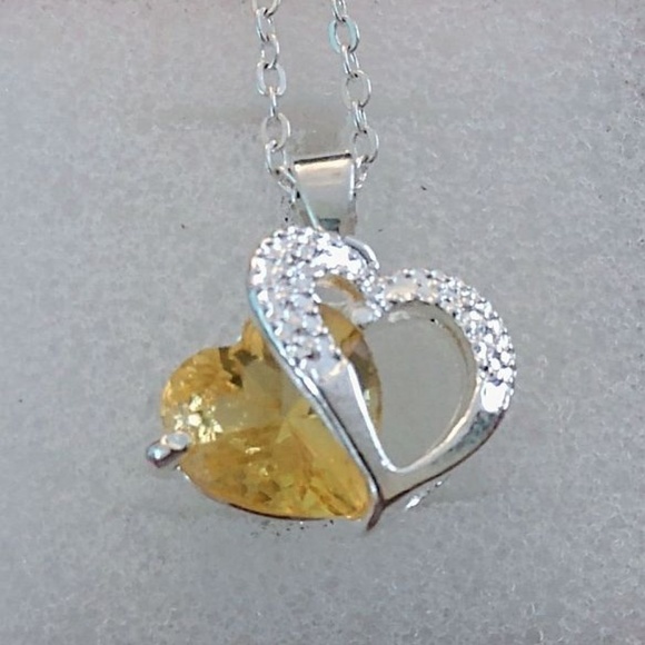 CITRINE ~ 925 STAMPED STERLING SILVER ~ 20" CHAIN - Picture 2 of 2